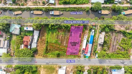 Đất 2mt qln2 1064m2 (21x50) view kênh, thạnh lợi