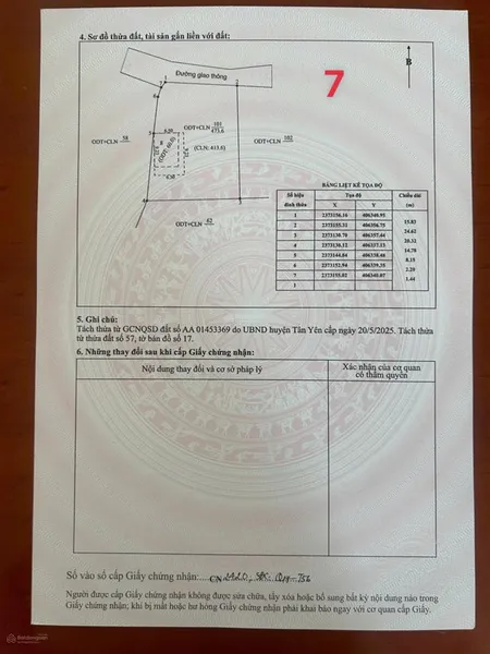 Bán mảnh vườn 473m2 mặt tiền 17m nở hậu tại trung tâm thị trấn nhã nam tân yên