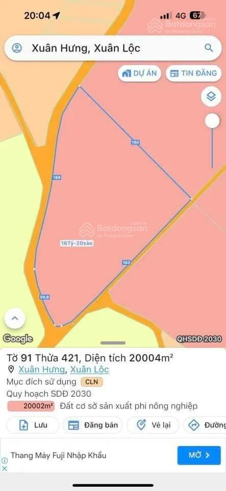 Bán 2 héc đất quy hoạch skc tại xuân hưng xuân lộc, đồng nai, mt hiển thị 300m, đường nhựa 8m