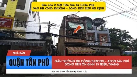 Bán nhà 2 Mặt Tiền Sơn Kỳ 72m², 1Lầu - GẦN ĐH CÔNG THƯƠNG