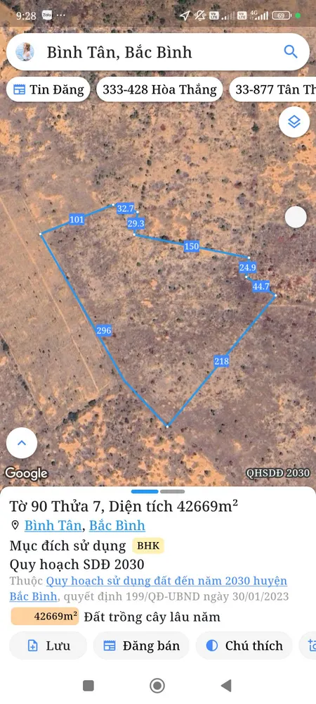 Bán đất 42669m² Xã Sông Lũy