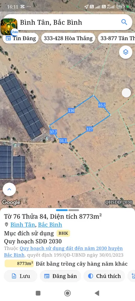 Bán đất 8772m² giá 701.76 triệu Xã Sông Lũy