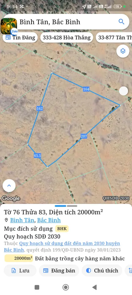 Bán đất 20000m² Xã Sông Lũy