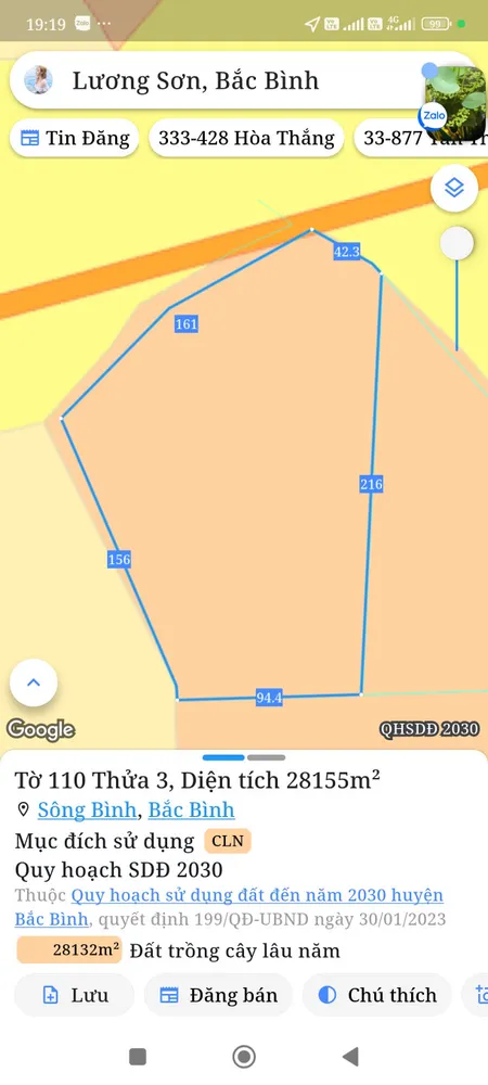 Bán đất 28155m² giá 1.69 tỷ Xã Lương Sơn