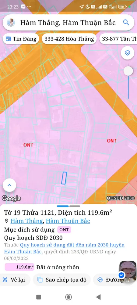 Bán đất 119m² giá 1.3 tỷ Phường Hàm Thắng