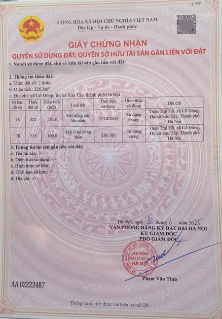 Hàng hiếm giá rẻ cổ đông 100m2 full thổ 2 mặt tiền cách ql 21 chỉ 300m, oto tránh giá chỉ 2 tỷ 550