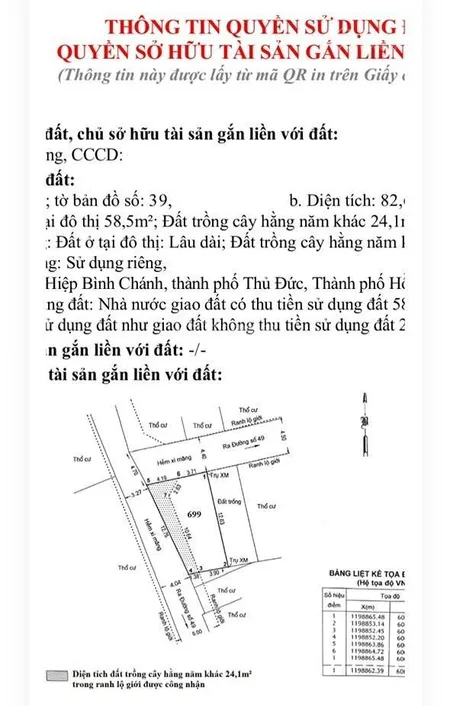 Bán gấp 83m2 đất 2 mặt tiền hẻm đường số 49, hiệp bình chánh, thủ đức, xây được 5 tầng