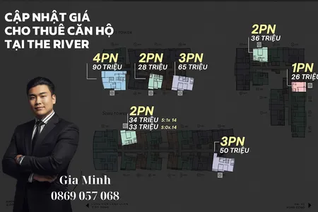 Giỏ hàng The River Thủ Thiêm cho thuê, 1PN giá 20tr, 2PN giá 25tr, 3PN giá từ 40tr, 4PN giá 80tr