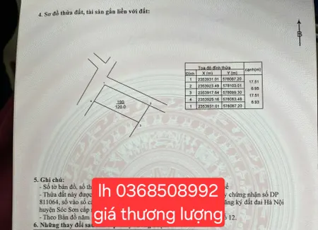 Bán đất 120m² ngang 6,93m giá 3.06 tỷ Xã Nội Bài