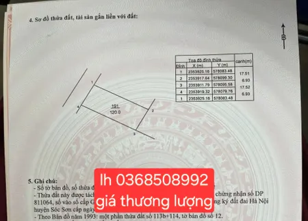 Bán đất 120m² ngang 6,93m giá 2.9 tỷ Xã Kim Anh