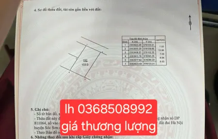 Bán đất 103m² ngang 7,5m giá 2.16 tỷ Xã Kim Anh