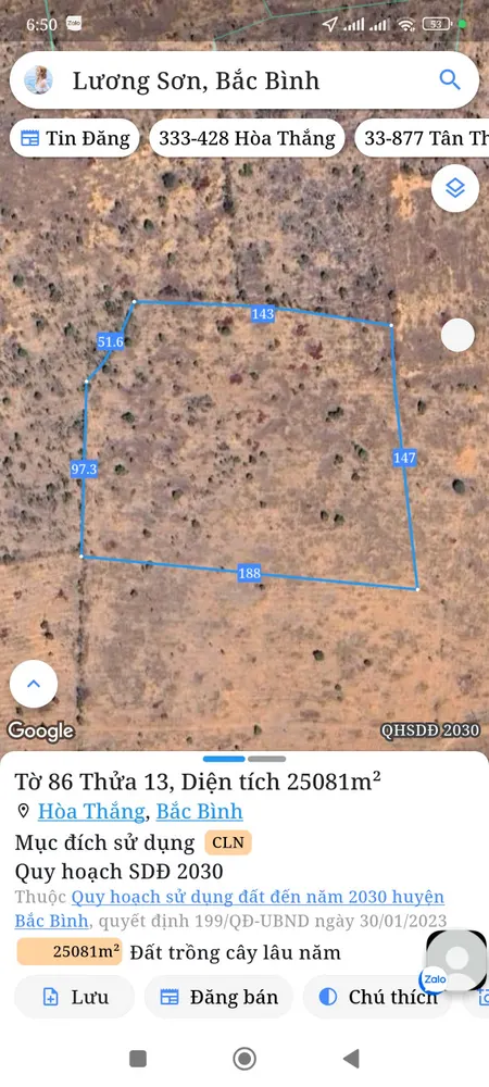 Bán đất 25080m² Xã Hòa Thắng