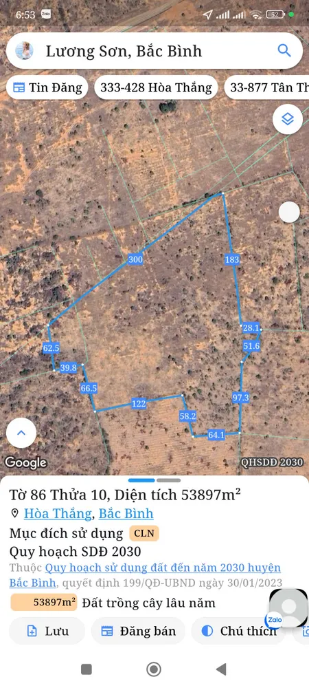 Bán đất 53910m² Xã Hòa Thắng