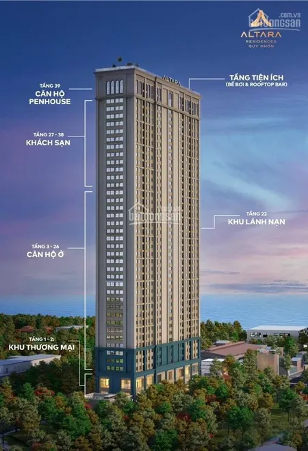 Cần bán căn 01 phòng ngủ (căn số 15 tầng đẹp) 45m2 tại dự án altara quy nhơn