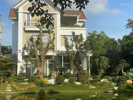 Bán lô góc hoa sữa 525, 350m, mặt tiền rộng, ht ful nội thất, nhánh sông rông sau nhà, 112 tỷ