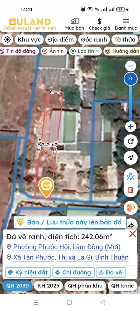 Bán đất 242.1m² ngang 6m giá 990 triệu Phường Phước Hội