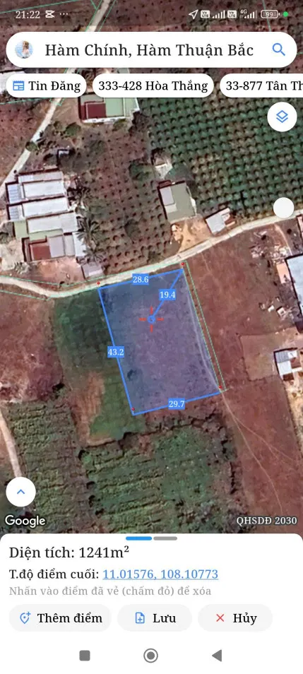 Bán đất 1186m² ngang 30m giá 570 triệu Xã Hàm Liêm