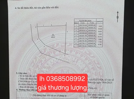 Bán đất 455m² ngang 37,8m giá 3 tỷ Xã Trung Giã