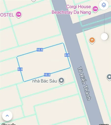 Đất 2 mặt tiền đường tô hiến thành . sơn trà diện tích 150m2 ngang 9m hướng đông bắc
