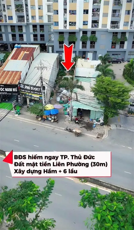 Bán lô đất ngang 6 duy nhất được xây hầm + 7 tầng mặt tiền đường liên phường, cách global city 300m