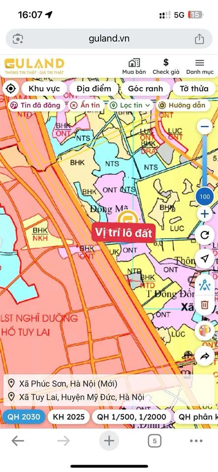 Chủ cần tiền gấp bán nhanh lô đất 2 mặt tiền tại xã tuy lai, mỹ đức (hà nội)