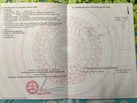 Cần bán lô đất 2 mặt tiền đẹp tại phú văn ninh trung ninh hòa, đường bê tông ô tô, 179m2 giá 700tr