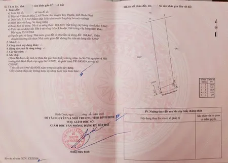Cần bán đất thổ cư. Khu vực dân sinh.