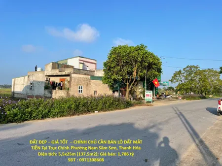 ĐẤT ĐẸP – GIÁ TỐT  – CHÍNH CHỦ CẦN BÁN LÔ ĐẤT MẶT TIỀN Tại Trục Chính Phường Nam Sầm Sơn, Thanh Hóa