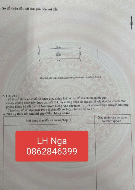 Bán đất 73m² ngang 4,0m giá 7.3 tỷ Xã Phúc Thịnh