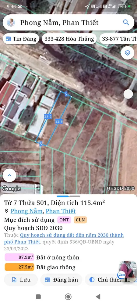 Bán đất 120m² ngang 5m giá 890 triệu Phường Bình Thuận
