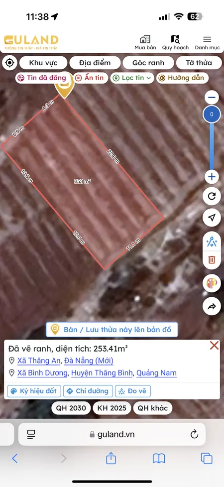 Bán đất 253.4m² giá 229 triệu Xã Thăng An
