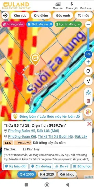 Bán đất 3939.7m² giá 1.03 tỷ Phường Buôn Hồ