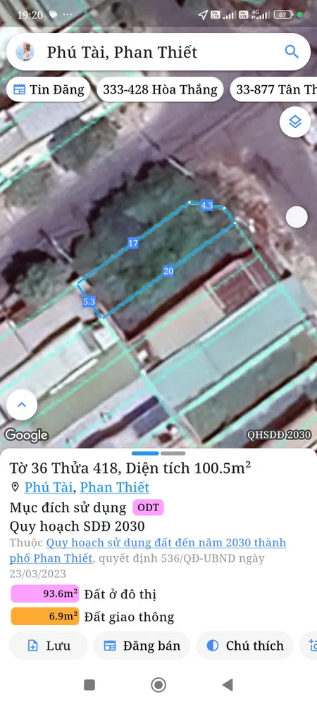 Bán đất 100m² giá 2.3 tỷ Phường Bình Thuận