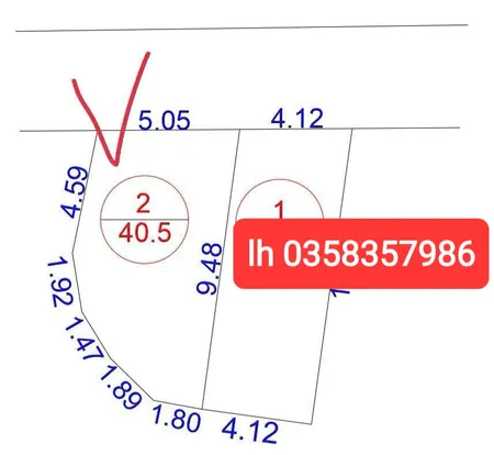 Bán đất 40.5m² ngang 5.05m giá 880 triệu Xã Sóc Sơn