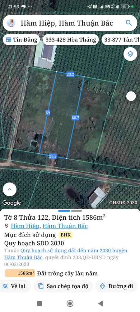Bán đất 1586m² ngang 23m giá 420 triệu Phường Bình Thuận