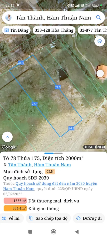 Bán đất 2000m² ngang 26,4m giá 20 tỷ Xã Tân Thành
