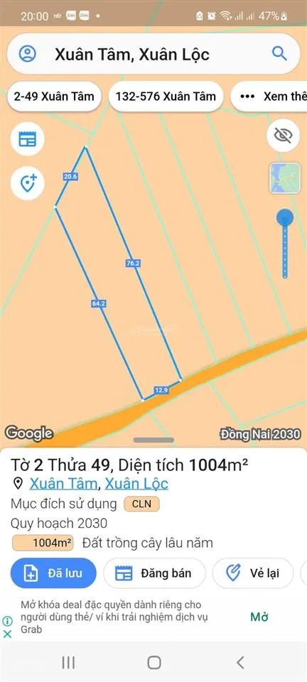 Bán đất 1000m2 ở xuân tâm, 490 triệu, mặt tiền 13m