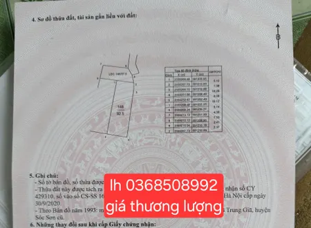 Bán đất 92,5m² ngang 5,1m giá 1.3 tỷ Xã Trung Giã