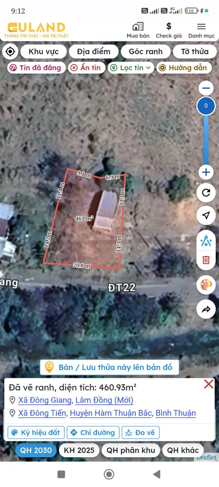 Bán đất 458m² ngang 20m giá 680 triệu Xã Đông Giang