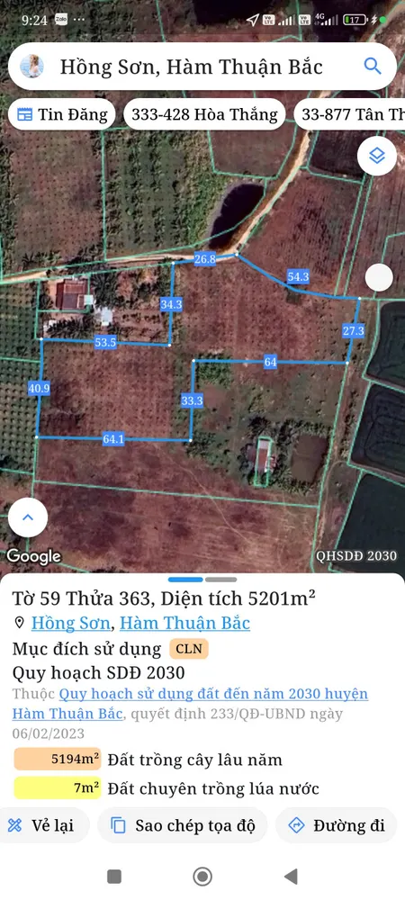 Bán đất 5201m² giá 780.15 triệu Xã Hồng Sơn