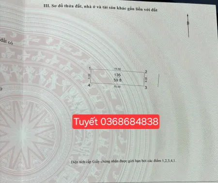 Bán đất 59.8m² ngang 4m giá 5.5 tỷ Xã Phúc Thịnh