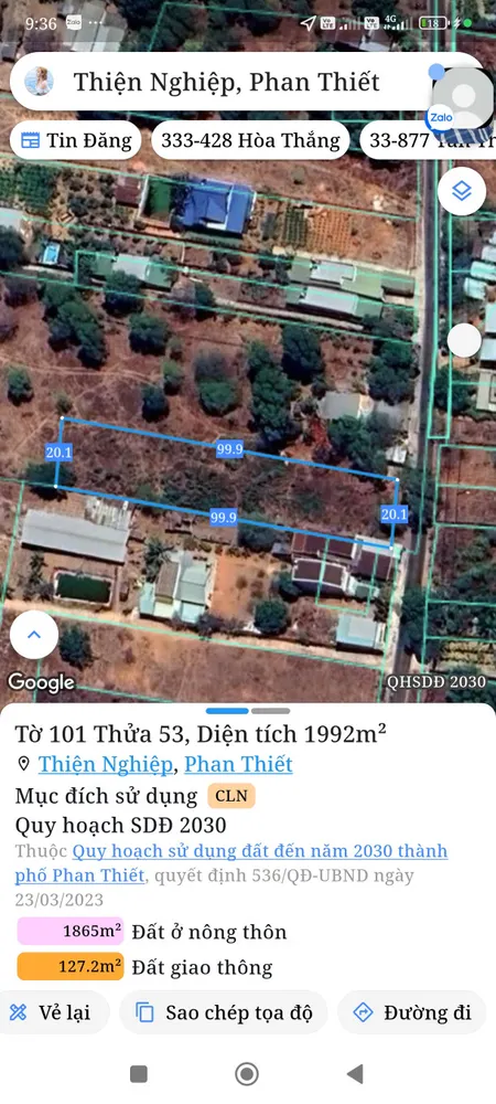 Bán đất 1992m² ngang 20m giá 10.9 tỷ Phường Mũi Né
