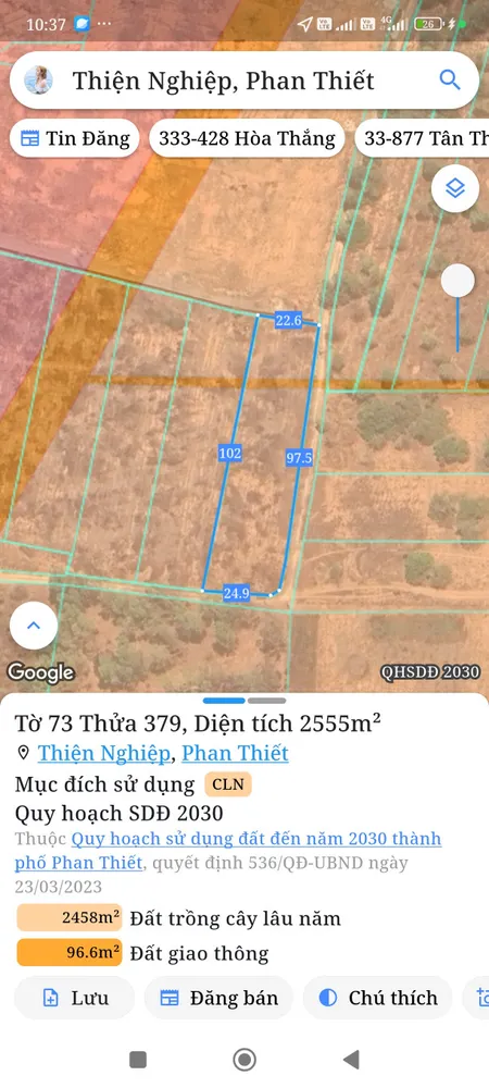 Bán đất 2555m² ngang 97m giá 3.06 tỷ Phường Mũi Né