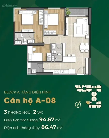 Chủ bán gấp căn hộ 3pn2wc lỗ 750tr the emerald golf view lê phong