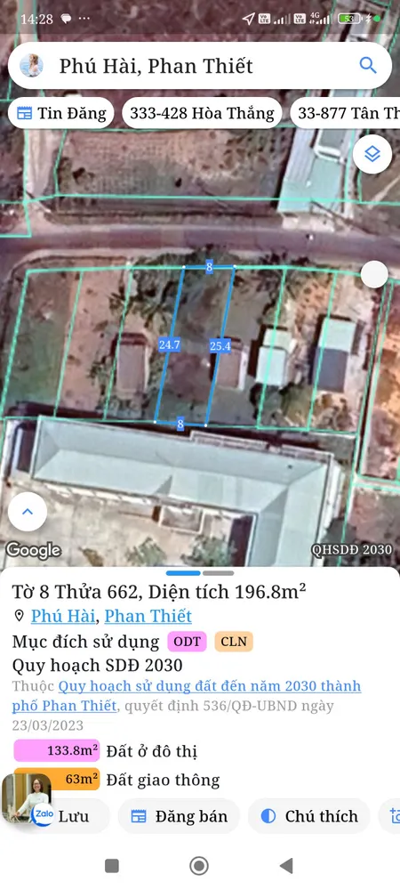 Bán đất 196m² ngang 8m giá 2.3 tỷ Phường Phú Thủy