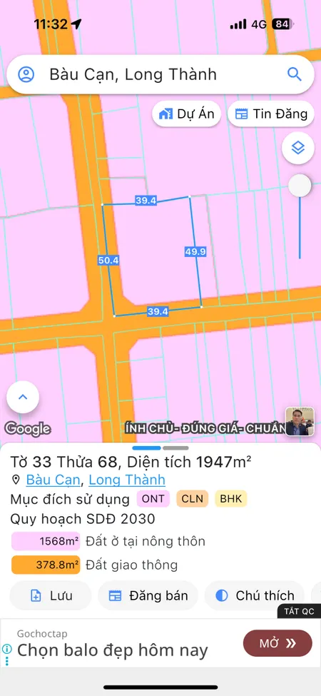 Bán đất 1946.5m² ngang 39m giá 13 tỷ Xã Long Phước