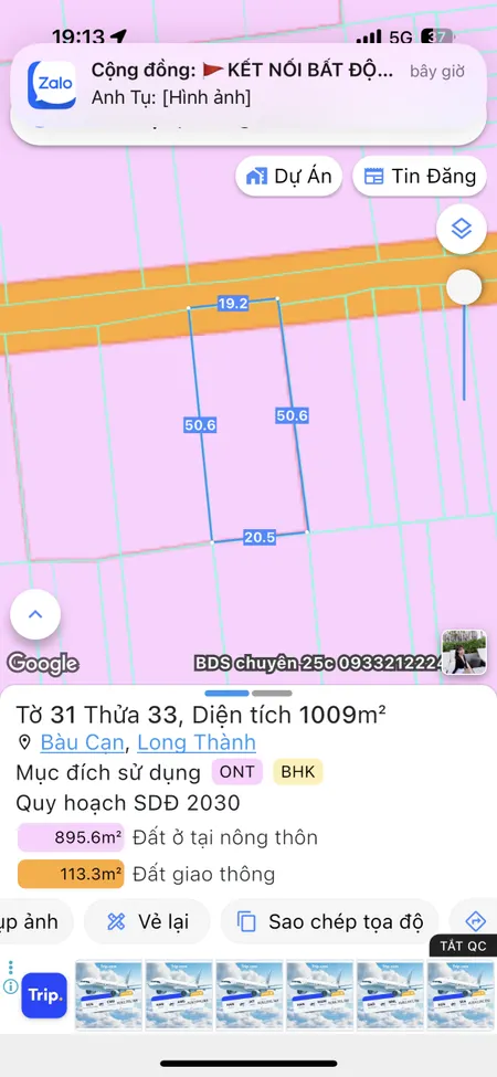 Bán đất 1008.9m² ngang 19m giá 5.7 tỷ Xã Long Phước