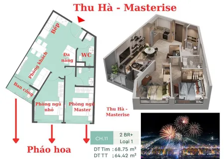 Chỉ 62tr/m2 em hà đảm bảo đây là căn 2pn + rẻ nhất lumiere spring bay view pháo hoa cực đỉnh