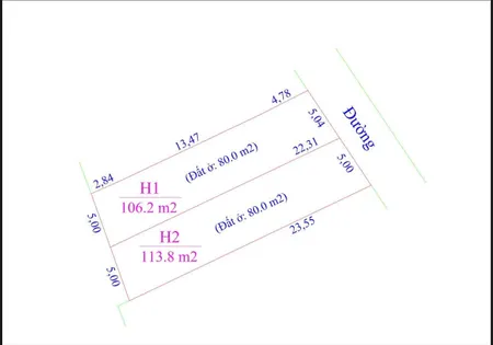 Bán đất 106m² ngang 6m giá 1.65 tỷ Phường Xuân Hòa