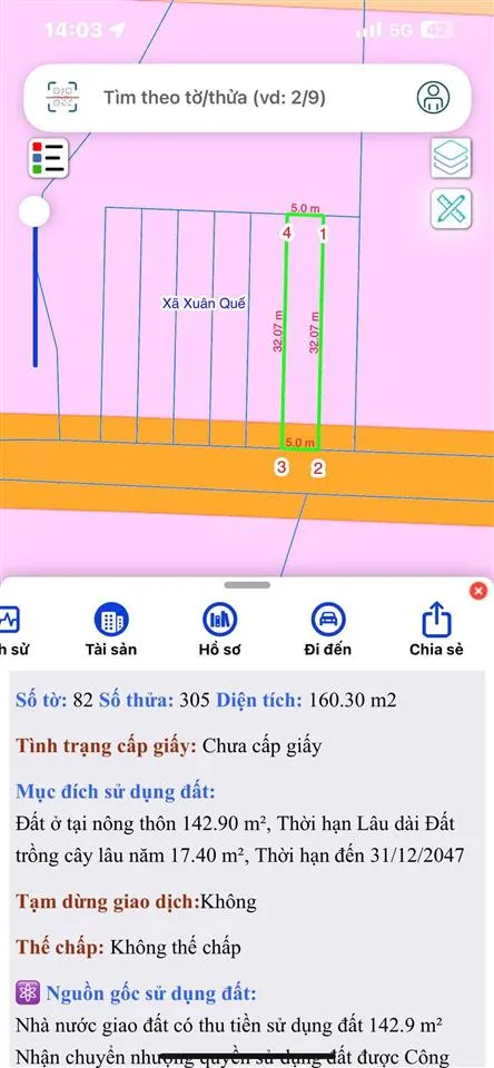 Đất tại ấp 4 xã sông nhạn cũ (xuân quế mới) đồng nai, 835 triệu, 160m2 giá siêu hời